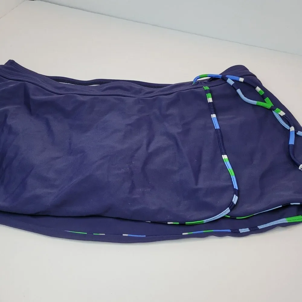 Simply Swim Swimsuit‎ Set Womens 12 Navy Floral Halter Top Swim Skirt Excellent